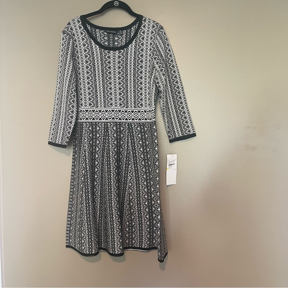 Nina Leonard Black & White Dress, Medium, NWT